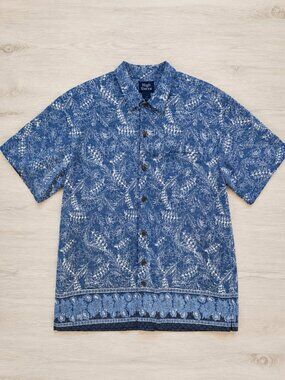 High Sierra Light Navy Blue Hawaiian Short Sleeve Shirt - L